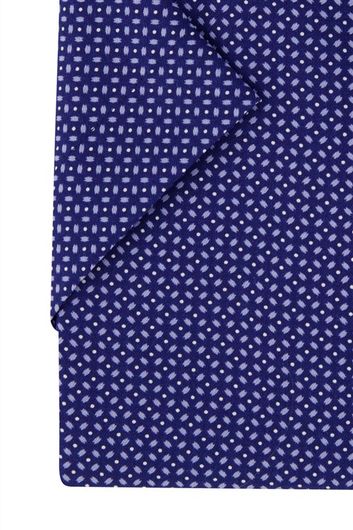 Eterna Modern Fit overhemd korte mouw donkerblauw geprint katoen