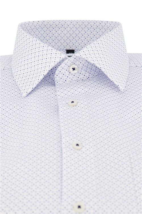 Eterna overhemd KM wit geprint comfort fit