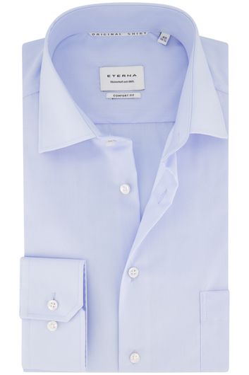 Eterna business overhemd Comfort Fit lichtblauw borstzak effen katoen