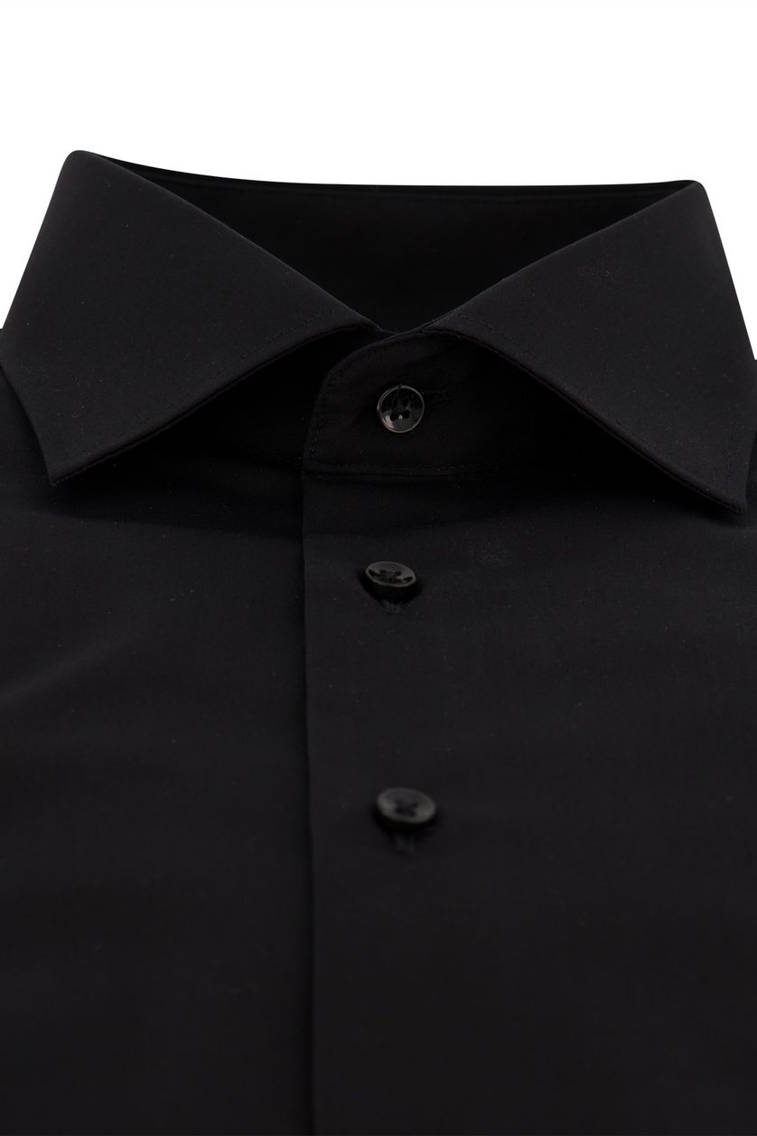 Eterna business overhemd wijde fit zwart effen katoen