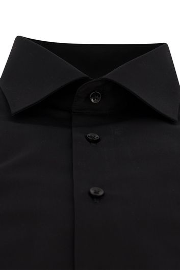 Eterna overhemd wijde fit zwart effen katoen borstzak