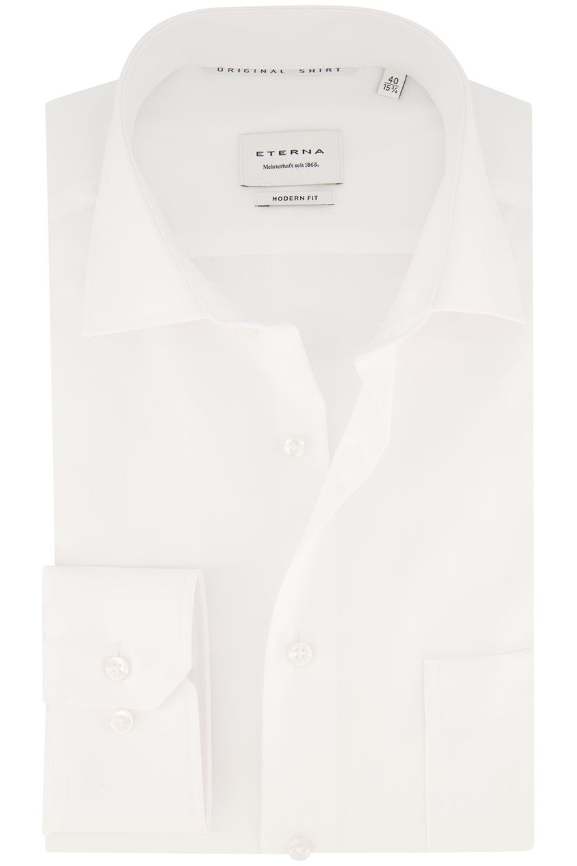 Katoenen Eterna overhemd Modern Fit wit strijkvrij