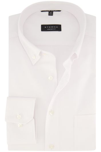 Eterna button-down overhemd Comfort Fit wit katoen strijkvrij