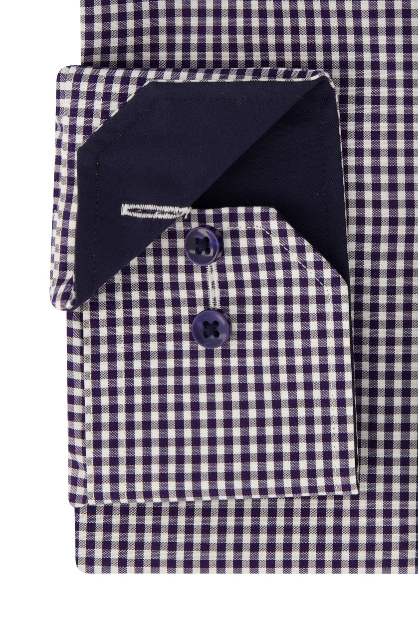 Eterna business overhemd Modern Fit donkerblauw en wit geruit katoen