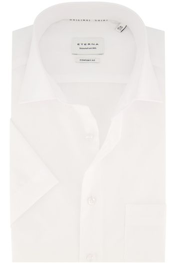 Witte Eterna korte mouw overhemd katoen Comfort Fit