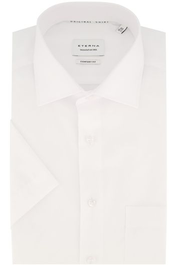 Witte Eterna korte mouw overhemd katoen Comfort Fit