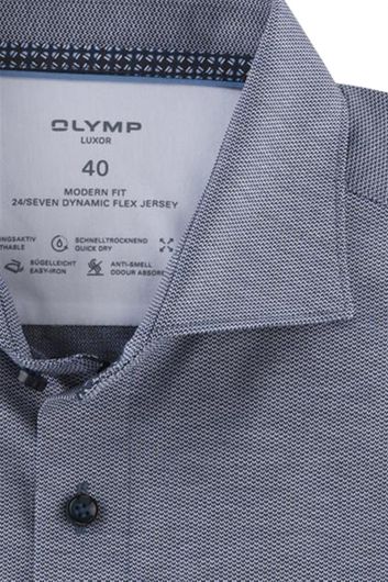 Olymp luxor 24/seven overhemd modern fit blauw katoen
