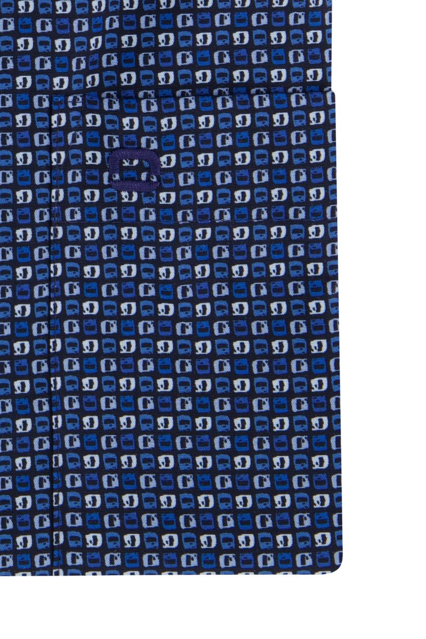 Overhemd Olymp Luxor Modern Fit donkerblauw geprint katoen