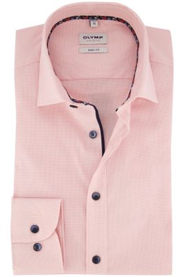 Olymp Olymp business overhemd normale fit roze geruit katoen