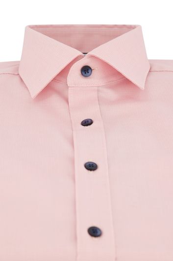 Olymp overhemd roze geruit katoen body fit