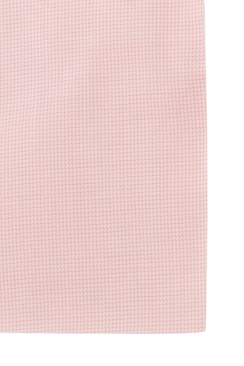 Olymp overhemd body fit roze geruit katoen