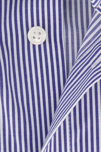 Olymp overhemd mouwlengte 7 normale fit blauw gestreept katoen