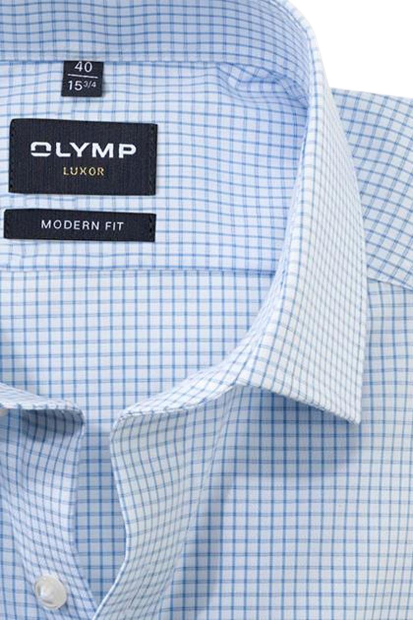 Olymp overhemd normale fit blauw geruit
