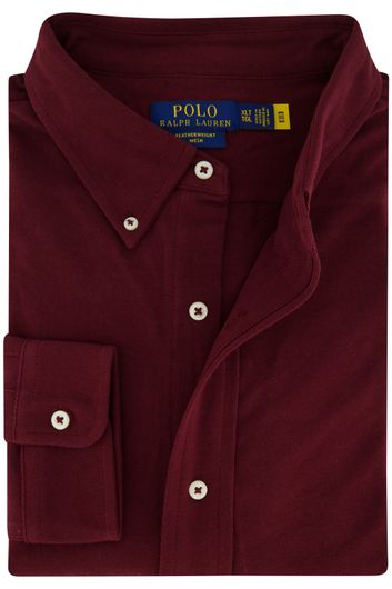 Polo Ralph Lauren casual overhemd normale fit bordeaux effen katoen