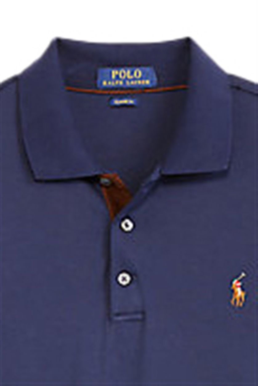 Polo Ralph Lauren polo lange mouw Big & Tall normale fit donkerblauw effen katoen