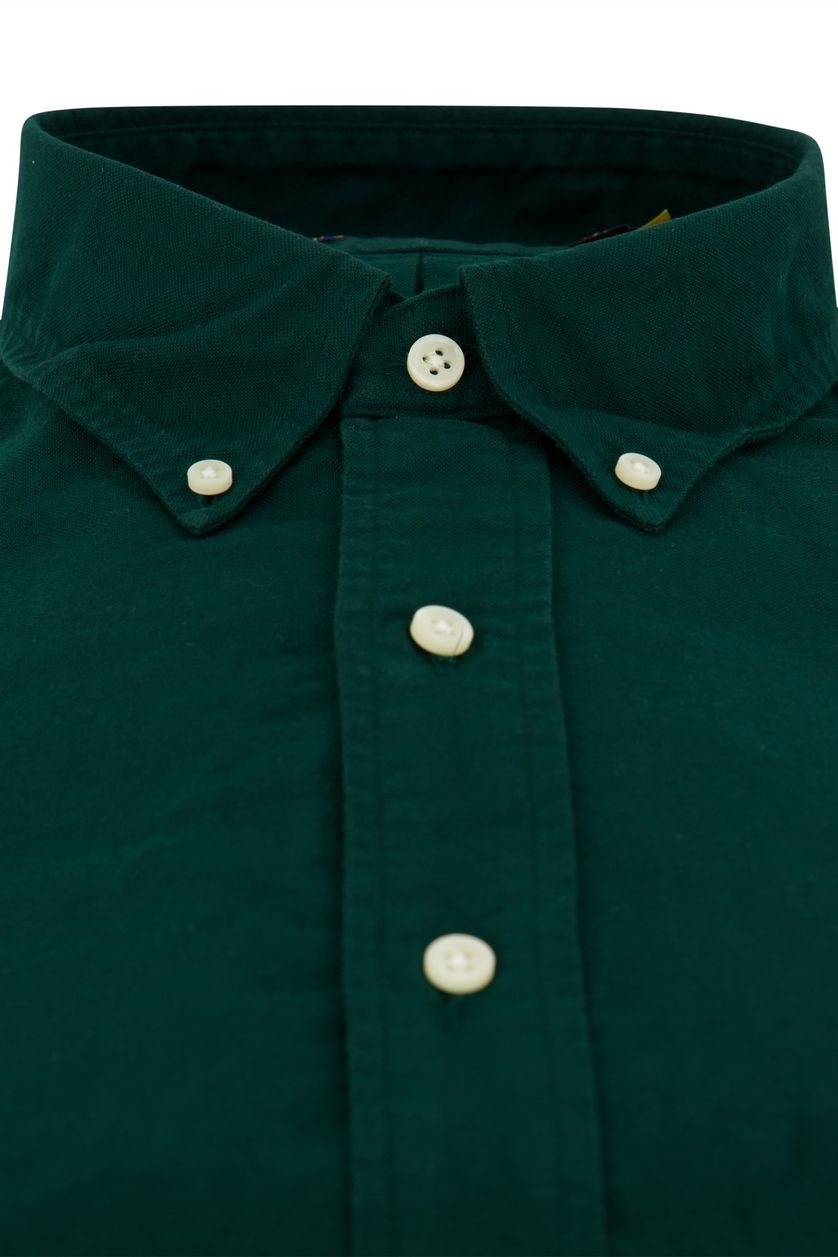 Polo Ralph Lauren casual overhemd normale fit groen effen katoen button-down boord