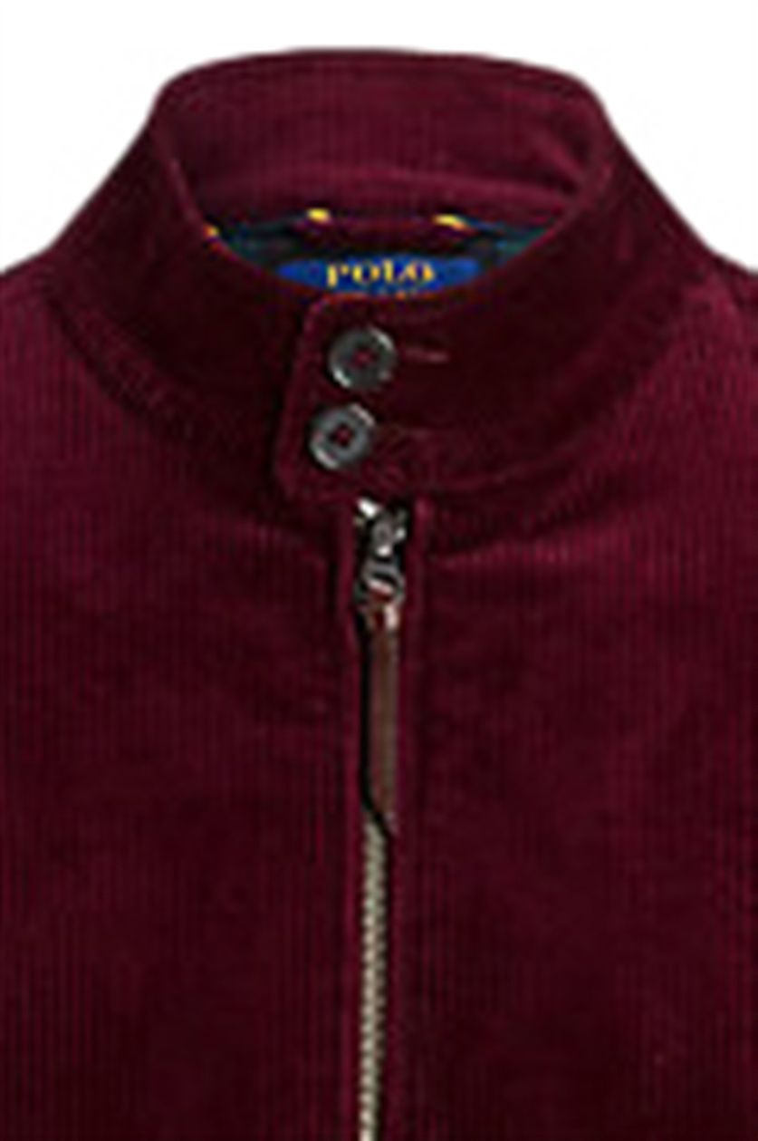 Polo Ralph Lauren winterjas bordeaux gestreept rits + knoop normale fit katoen opstaande kraag