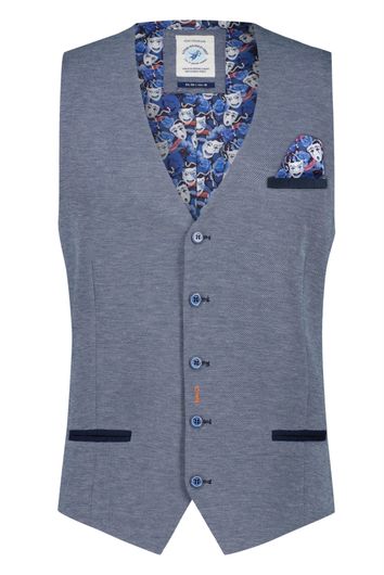 A Fish Named Fred gilet blauw effen normale fit polyester
