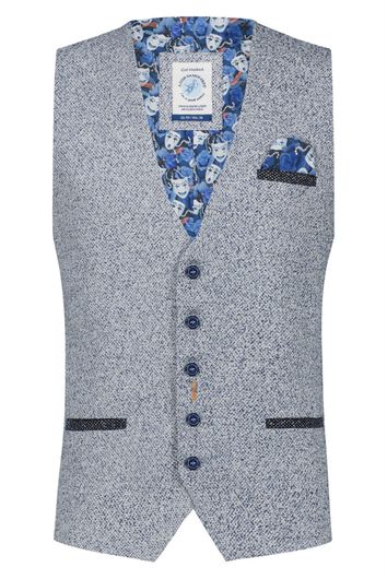 A Fish Named Fred gilet blauw met print normale fit 