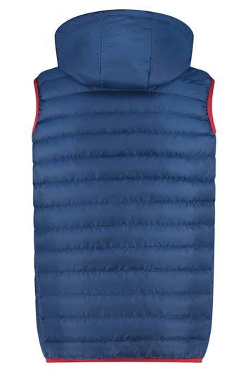 A Fish Named Fred bodywarmer donkerblauw effen rits normale fit met capuchon
