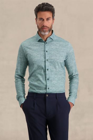 Blue Industry casual overhemd slim fit groen uni 100% katoen