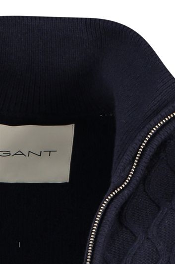 Gant vest opstaande kraag donkerblauw wol