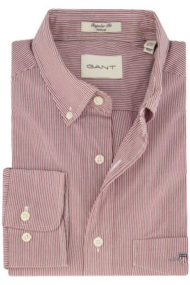 Gant Gant casual bordeaux overhemd normale fit gestreept katoen