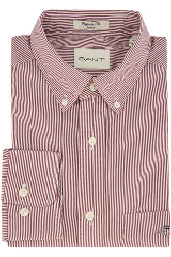 Gant casual bordeaux overhemd normale fit gestreept katoen