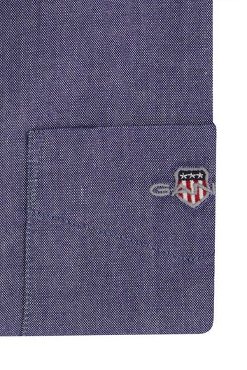 Gant casual overhemd Regular Fit Oxford blauw effen katoen witte knopen