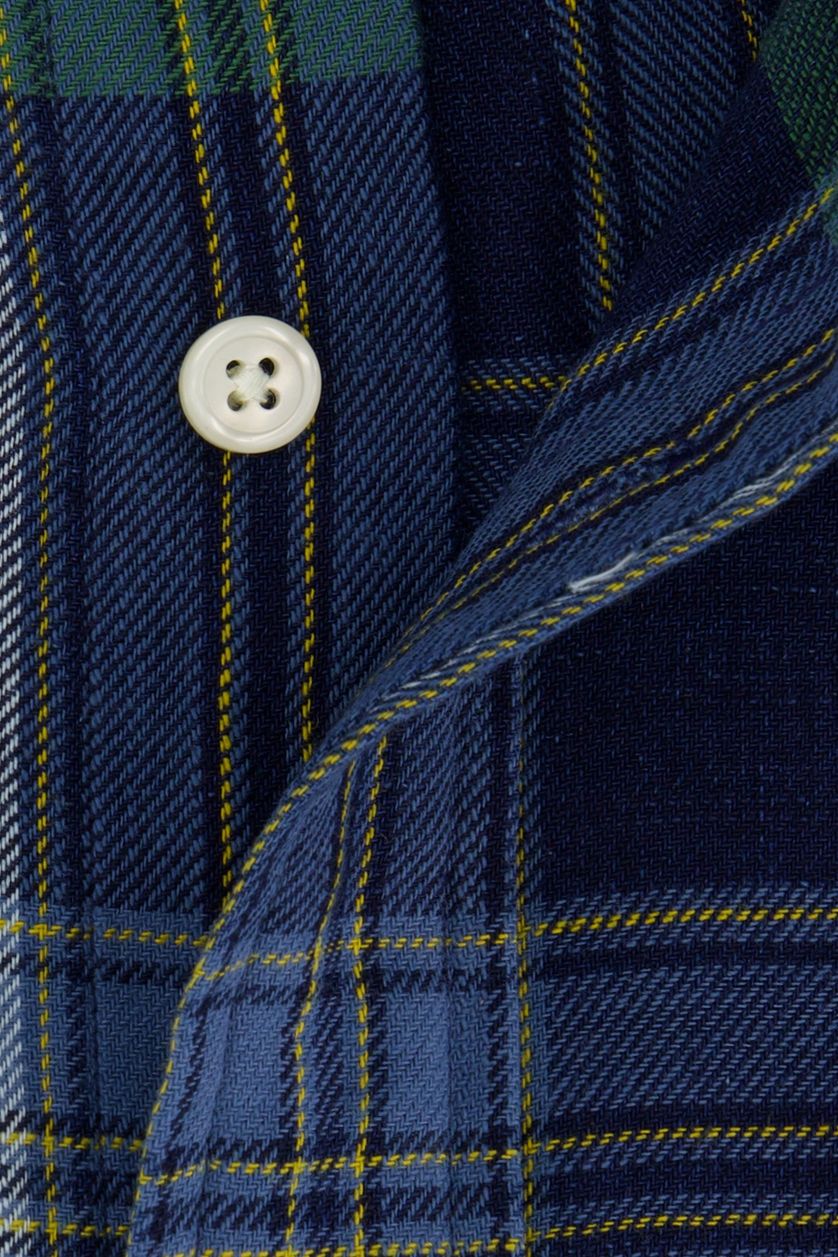 Gant blauw geruit casual overhemd normale fit katoen