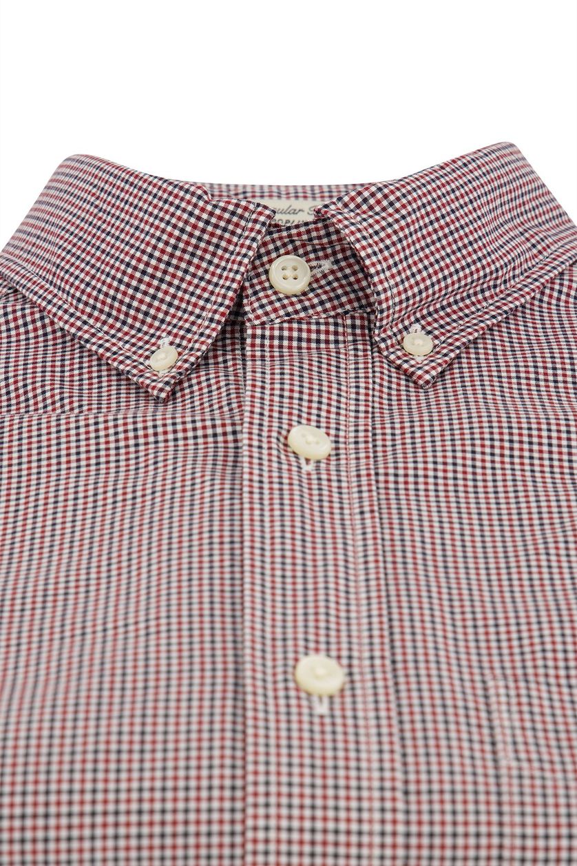 Gant casual overhemd normale fit rood wit blauw geruit katoen witte knopen