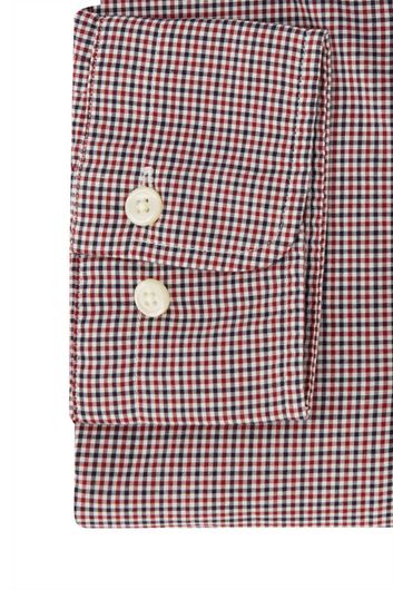Gant casual overhemd normale fit rood blauw wit geruit katoen witte knopen