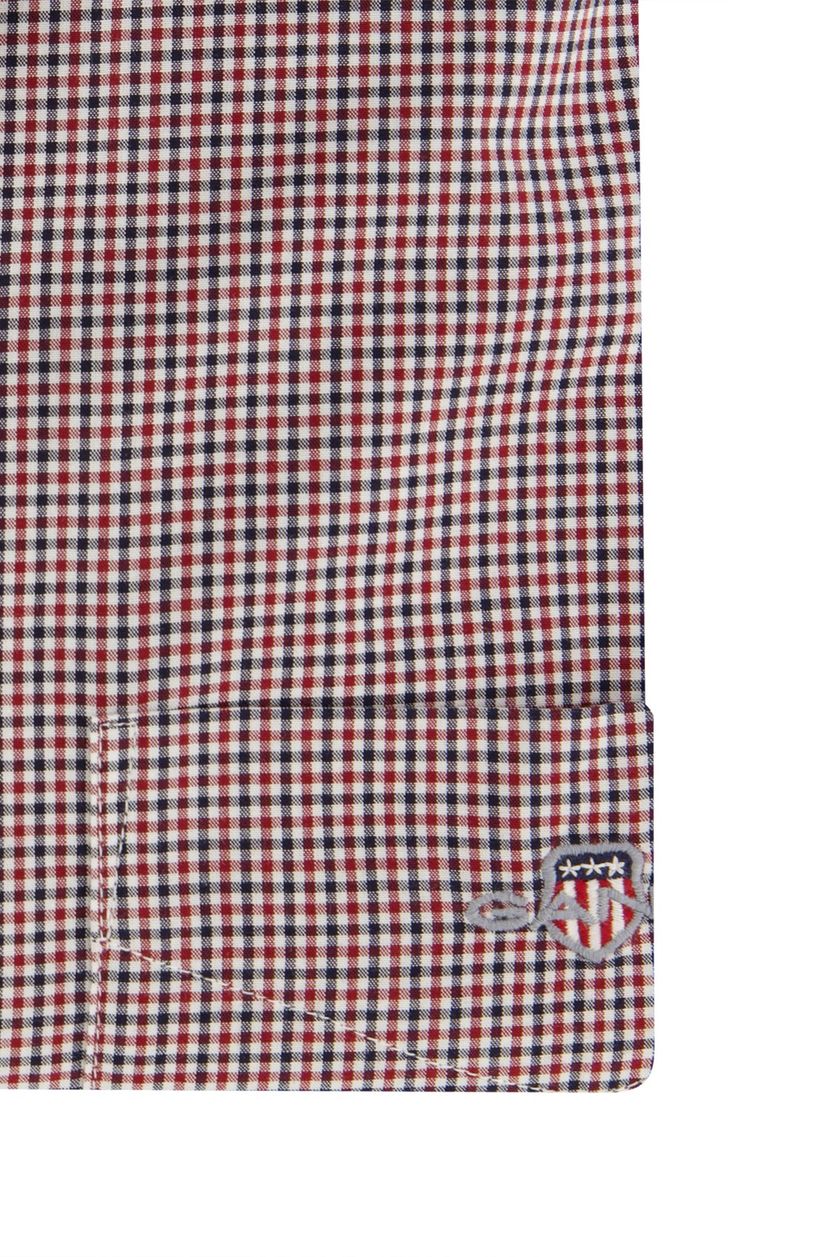 Gant casual overhemd normale fit rood wit blauw geruit katoen witte knopen