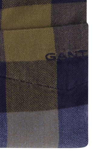 Gant casual overhemd normale fit blauw geruit katoen