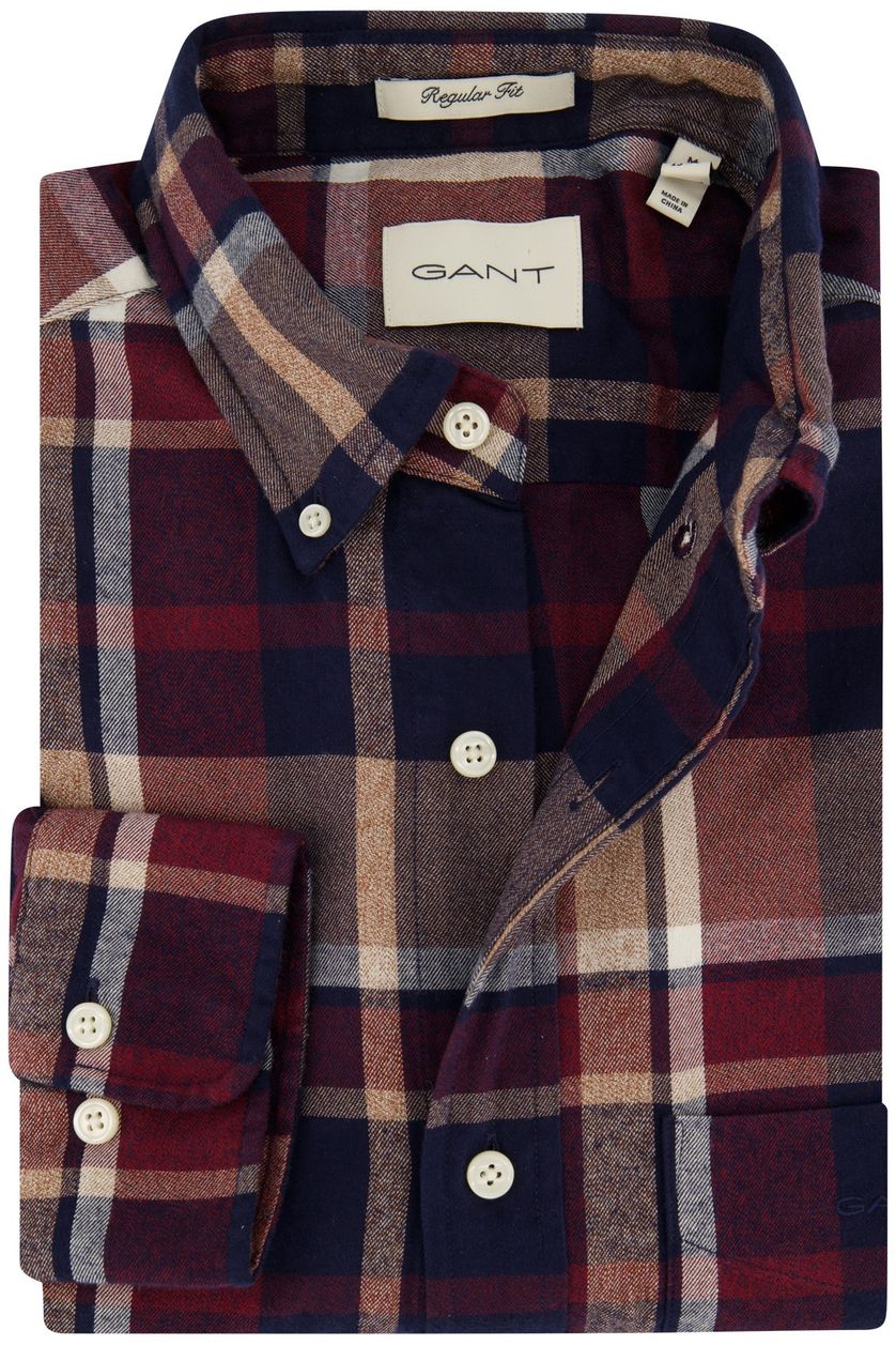 Gant casual overhemd heren regular fit rood geruit katoen