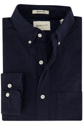 Gant Gant casual overhemd normale fit donkerblauw effen katoen