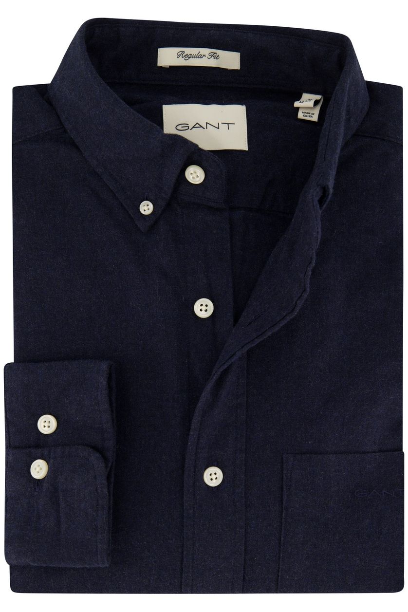 Gant casual heren  overhemd regular fit donkerblauw katoen