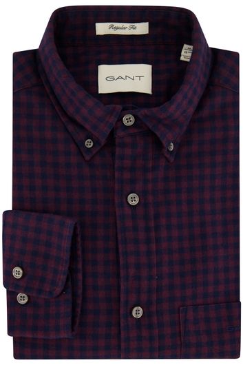 Gant casual overhemd heren regular fit bordeaux geruit katoen
