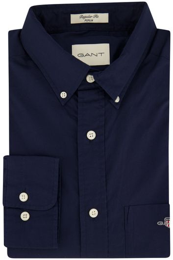 Gant casual overhemd normale fit donkerblauw effen