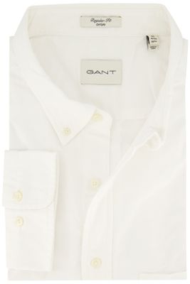 Gant Gant casual overhemd normale fit wit effen katoen
