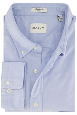 Gant Gant casual overhemd normale fit lichtblauw effen katoen