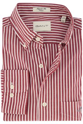Gant Gant casual overhemd rood normale fit gestreept katoen
