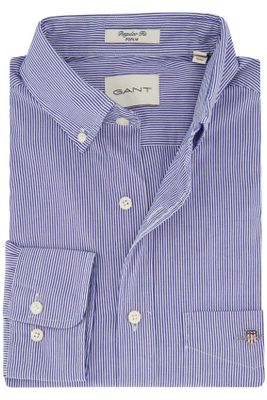 Gant Gant casual gestreept overhemd normale fit lichtblauw katoen