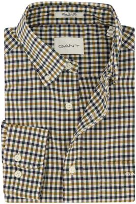 Gant Gant casual overhemd beige normale fit geruit katoen