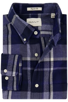 Gant Gant casual heren overhemd regular fit blauw geruit katoen