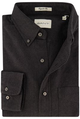 Gant Gant casual overhemd normale fit grijs effen katoen