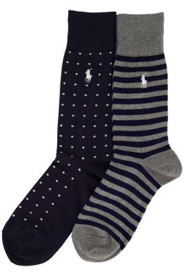 Polo Ralph Lauren Polo Ralph Lauren sokken donkerblauw strepen stippen 2-pack