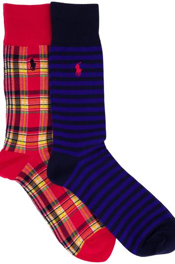 Polo Ralph Lauren sokken blauw rood geruit/geprint 