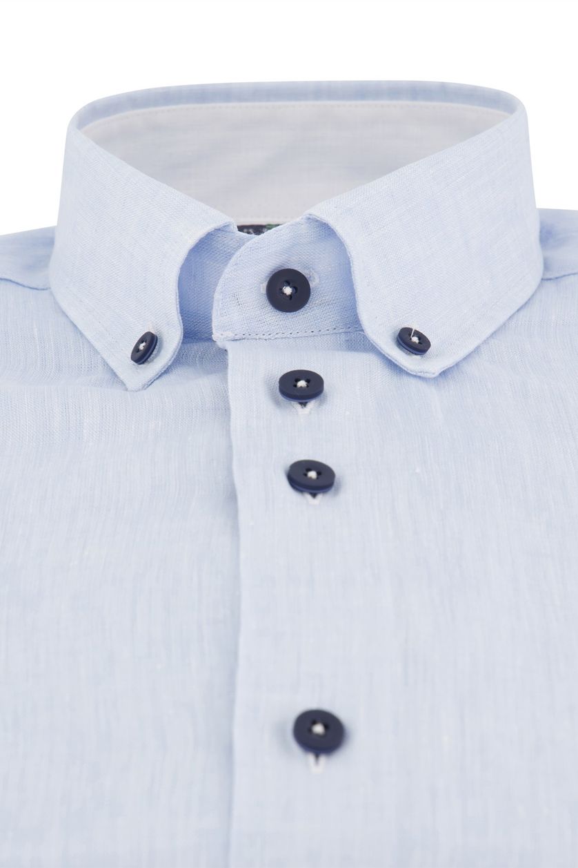 Portofino casual overhemd normale fit lichtblauw effen linnen Tailored Fit