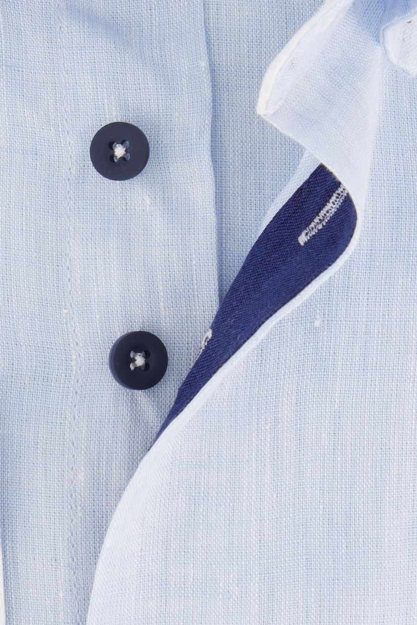 Portofino casual overhemd normale fit lichtblauw effen linnen Tailored Fit
